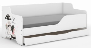 Łóżko dziecięce LILU 160x80  DZIEWCZYNKA NA WYCIECZCE-boki