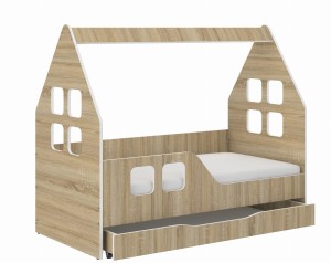 Łóżko dziecięce DOMEK SONOMA z SZUFLADĄ 140x70 LEWY