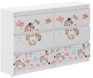 Komoda dziecięca R-120 JEDNOROŻEC RAINBOW