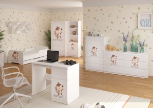 KOMPLET MEBLI Łóżko MIKI 160x80 MAŁPKA SAFARI