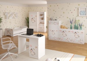 KOMPLET MEBLI Łóżko MIKI 160x80 JEDNOROŻEC RAINBOW