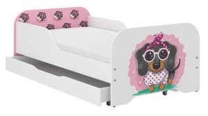 Łóżko MIKI dziecięce 160x80 Różowa Jamniczka 