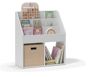 Biblioteczka Montessori TEDI z boxem na zabawki Biała