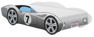 Łóżko dziecięce  Autko CORVETTA 160x80 SZARE bez płomieni